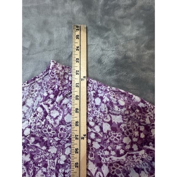 JMS Just My Size 4X Purple Floral Print Top Short Sleeve Stretch Blouse 26W/28W - Picture 6 of 6